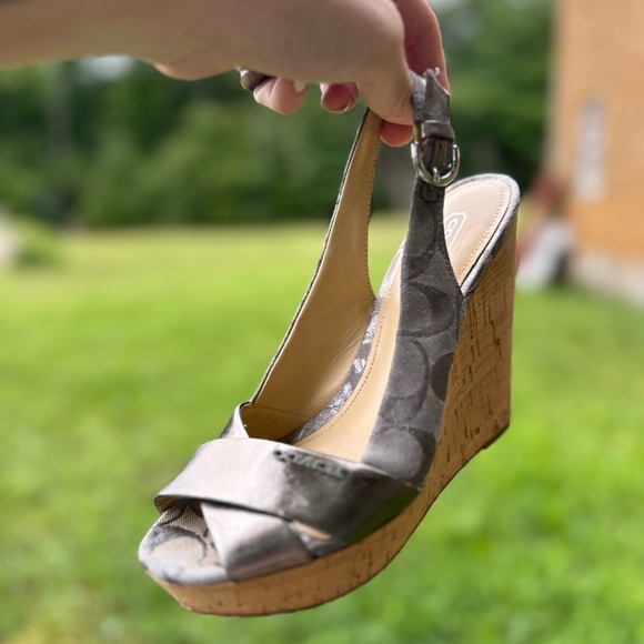 Coach “Jessy” Silver Cork Slingback Wedges - Picture 9 of 9